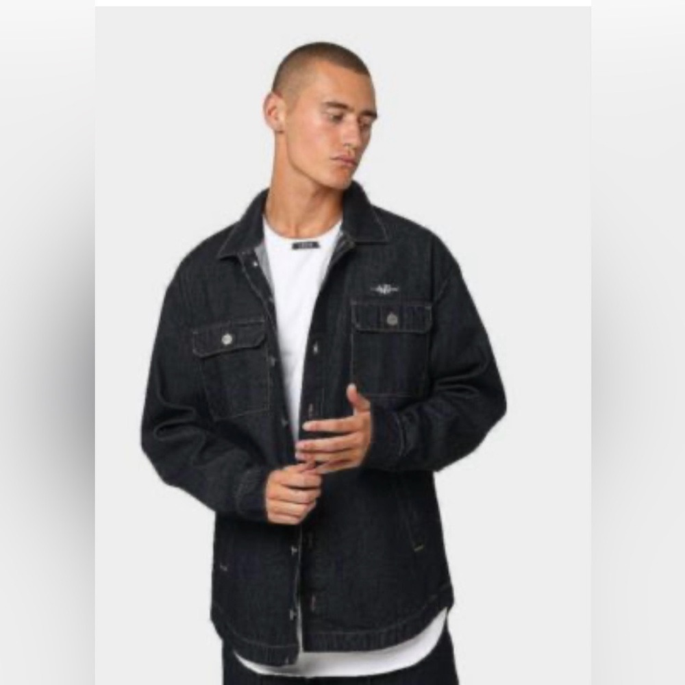 NWT The Anti Order Mens Oversized Denim Shirt Jacket Dark Indigo Size Large